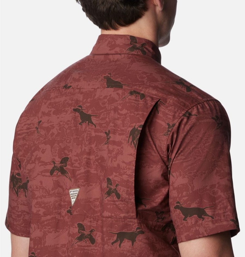 Red Men's Columbia PHG Super Sharptail Short Sleeve Shirt | SEBNV-1870