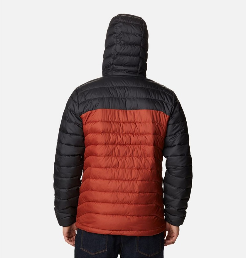 Red Men's Columbia Powder Lite Hooded Insulated Puffer Jacket | SWVJM-2793