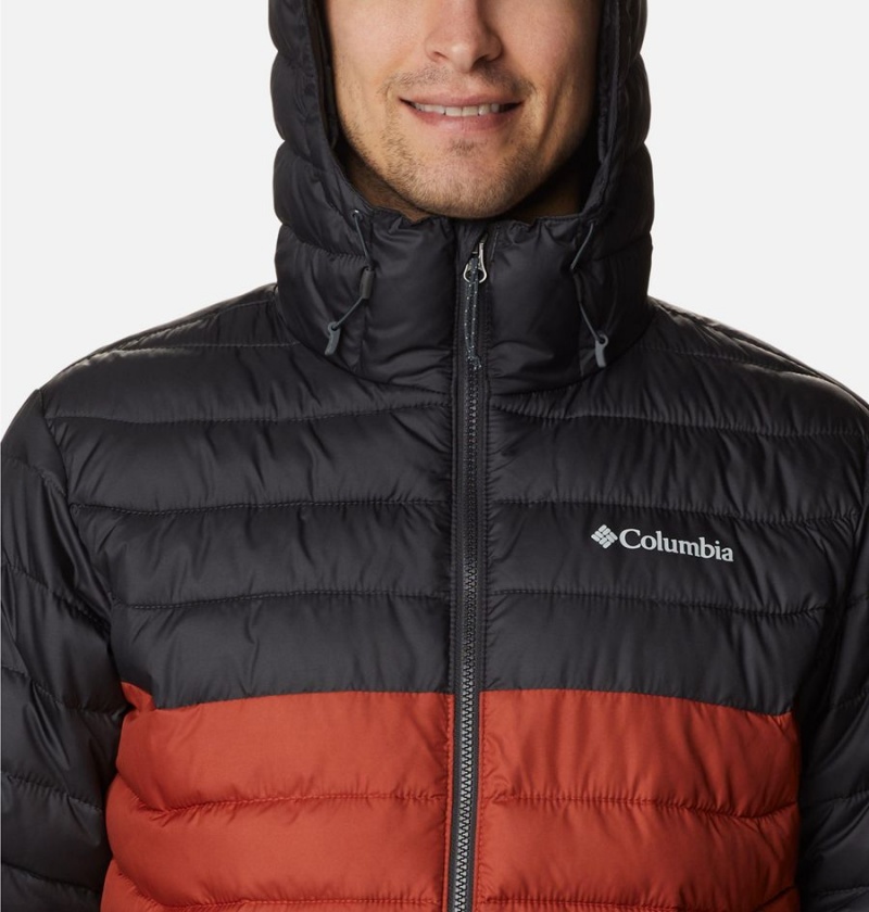 Red Men's Columbia Powder Lite Hooded Insulated Puffer Jacket | SWVJM-2793