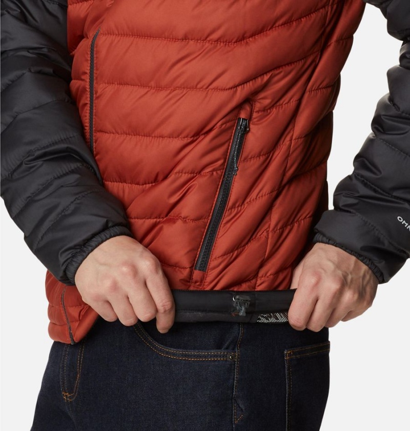 Red Men's Columbia Powder Lite Hooded Insulated Puffer Jacket | SWVJM-2793