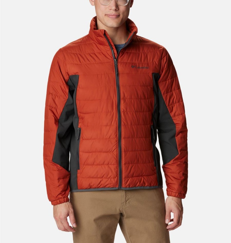 Red Men\'s Columbia Powder Lite Hybrid Insulated Puffer Jacket | FNHBV-7395