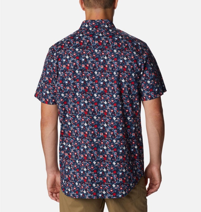 Red Men's Columbia Rapid Rivers Printed Short Sleeve Shirt | ENKBQ-2836