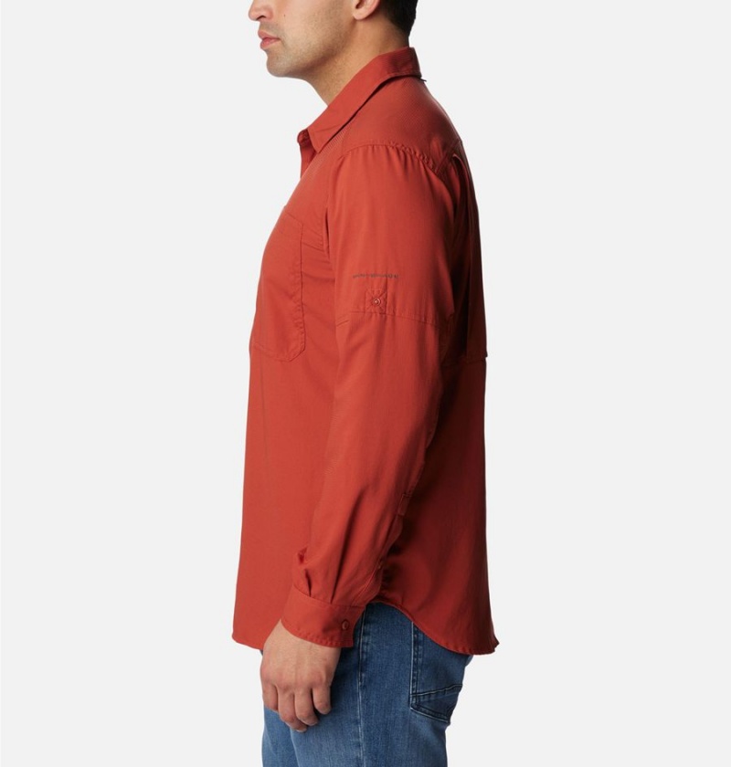 Red Men's Columbia Silver Ridge Utility Lite Long Sleeve Shirt | PLJMB-8260