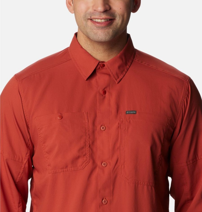 Red Men's Columbia Silver Ridge Utility Lite Long Sleeve Shirt | PLJMB-8260