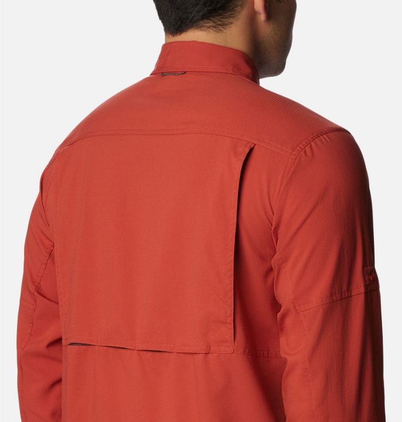 Red Men's Columbia Silver Ridge Utility Lite Long Sleeve Shirt | PLJMB-8260