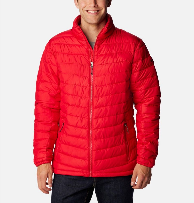 Red Men\'s Columbia Slope Edge Insulated Puffer Jacket | JXPTH-1420