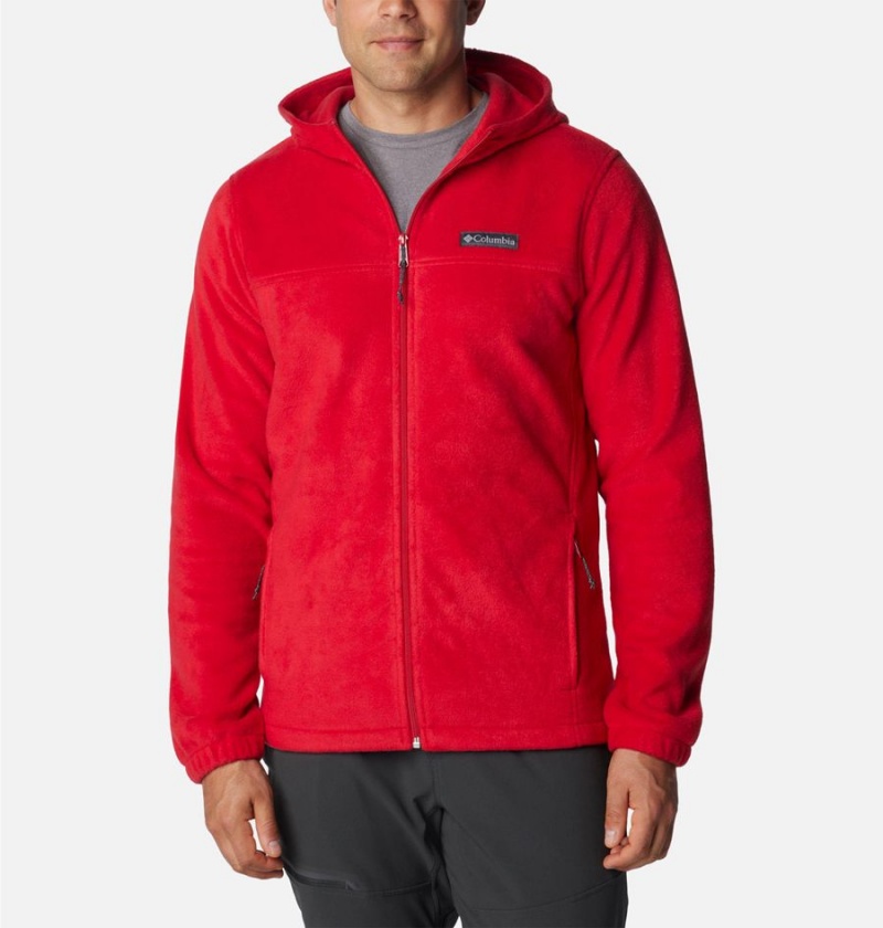 Red Men\'s Columbia Steens Mountain Full Zip Hoodie Fleece Jacket | YHQVN-2059