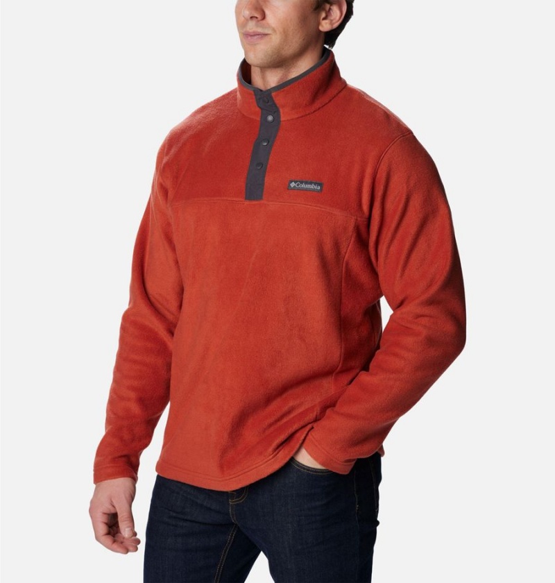 Red Men's Columbia Steens Mountain Half Snap Fleece Pullover | WOBKJ-9562