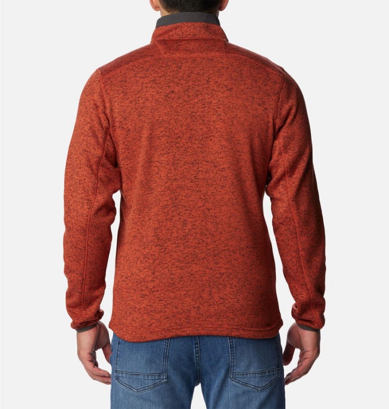 Red Men's Columbia Sweater Weather Fleece Half Zip Pullover | QSREZ-4102