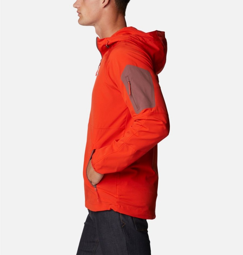 Red Men's Columbia Tall Heights Hooded Softshell Jackets | GLPHT-6128