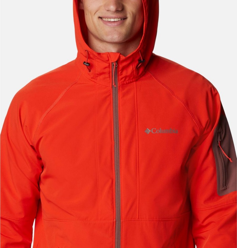 Red Men's Columbia Tall Heights Hooded Softshell Jackets | GLPHT-6128