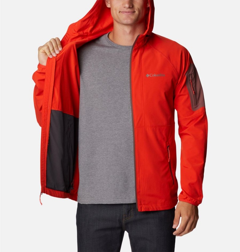 Red Men's Columbia Tall Heights Hooded Softshell Jackets | GLPHT-6128