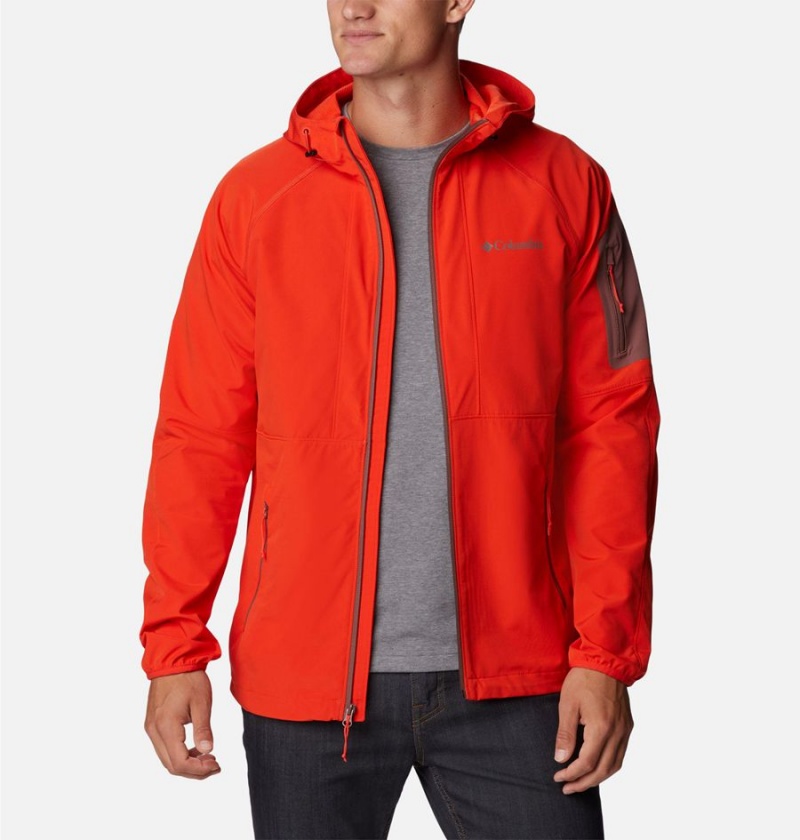 Red Men's Columbia Tall Heights Hooded Softshell Jackets | GLPHT-6128