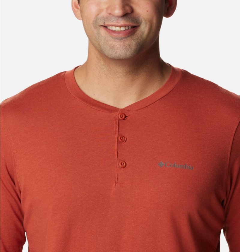 Red Men's Columbia Thistletown Hills Henley T-Shirt | ZIGNU-8376