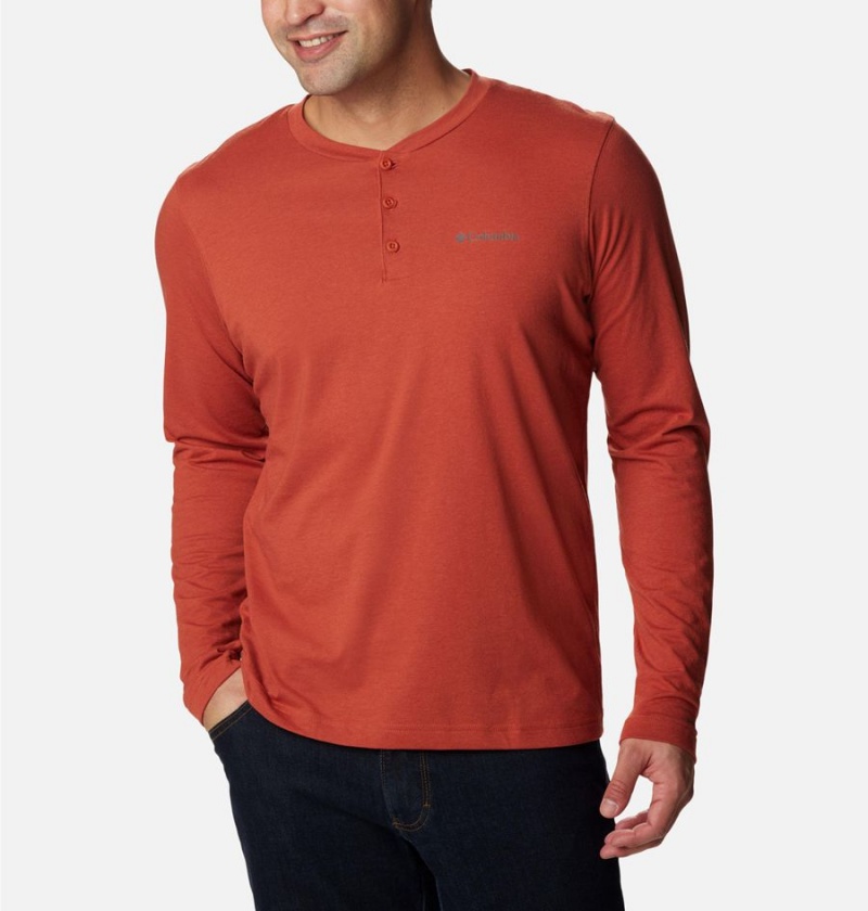 Red Men's Columbia Thistletown Hills Henley T-Shirt | ZIGNU-8376