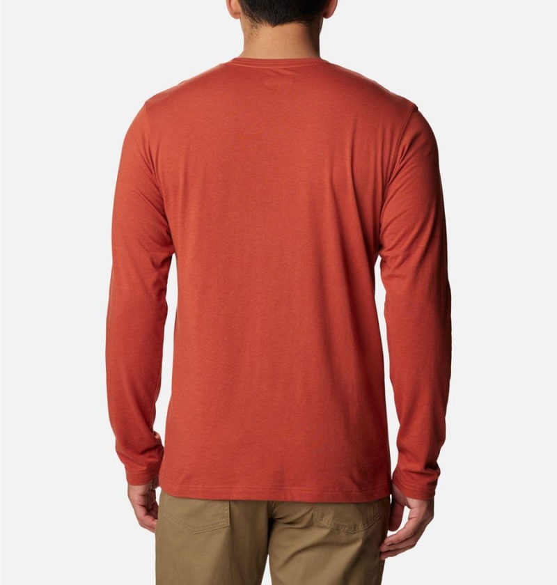 Red Men's Columbia Thistletown Hills Long Sleeve Crew T-Shirt | ZMAKC-8306