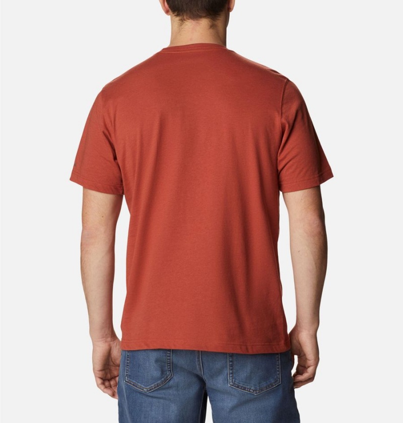 Red Men's Columbia Thistletown Hills Pocket T-Shirt | VJAEG-0613