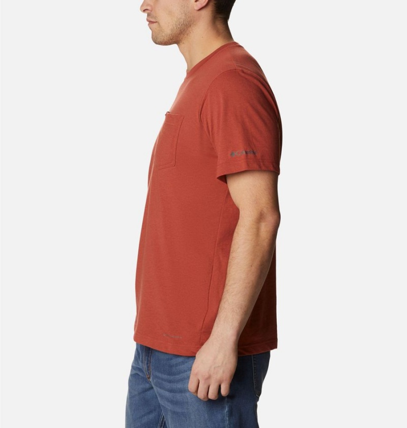 Red Men's Columbia Thistletown Hills Pocket T-Shirt | VJAEG-0613