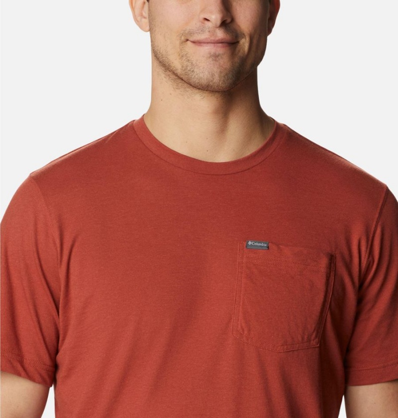 Red Men's Columbia Thistletown Hills Pocket T-Shirt | VJAEG-0613