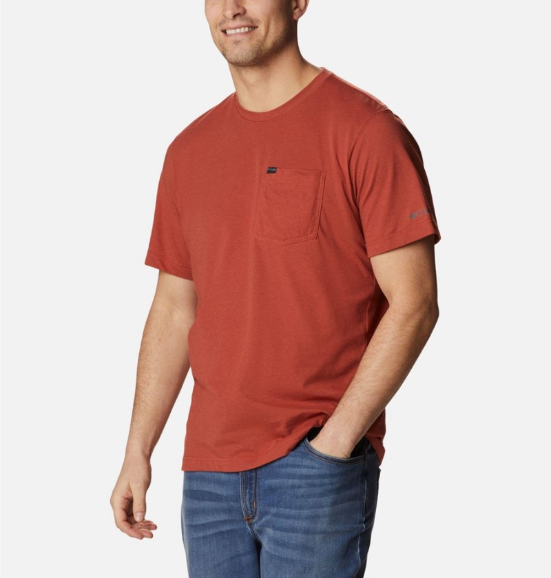 Red Men's Columbia Thistletown Hills Pocket T-Shirt | VJAEG-0613