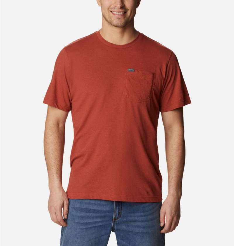 Red Men\'s Columbia Thistletown Hills Pocket T-Shirt | VJAEG-0613