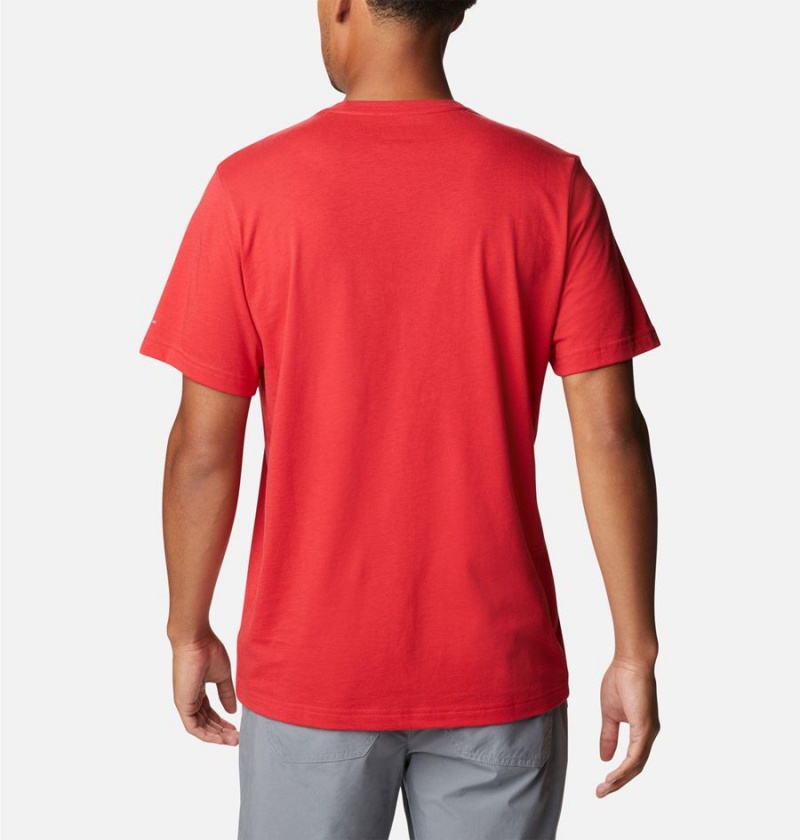 Red Men's Columbia Thistletown Hills Short Sleeve T-Shirt | CKNBL-0631