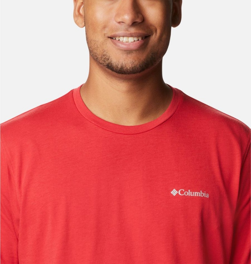 Red Men's Columbia Thistletown Hills Short Sleeve T-Shirt | CKNBL-0631