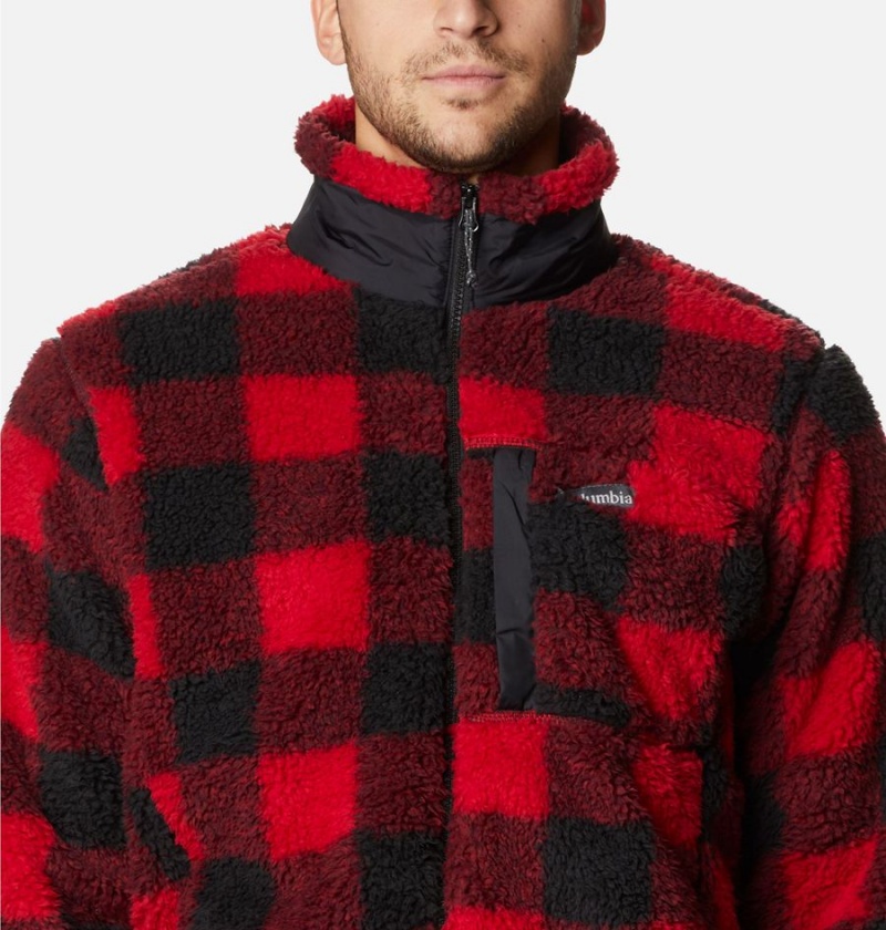 Red Men's Columbia Winter Pass Printed Fleece Jacket | CRAOE-7684