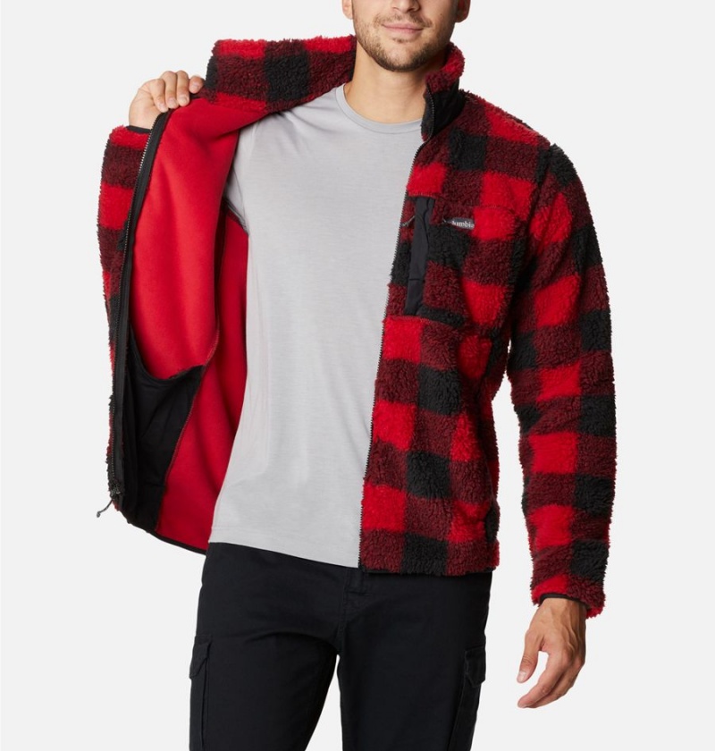 Red Men's Columbia Winter Pass Printed Fleece Jacket | CRAOE-7684