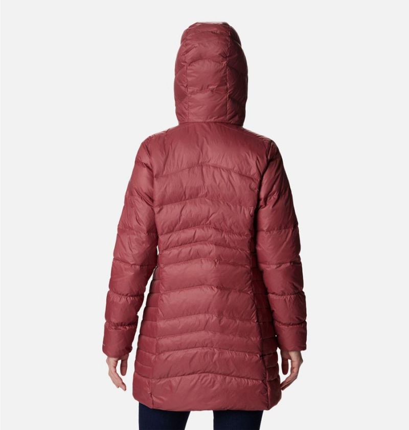 Red Women's Columbia Autumn Park Hooded Mid Puffer Jacket | FZQEY-6327