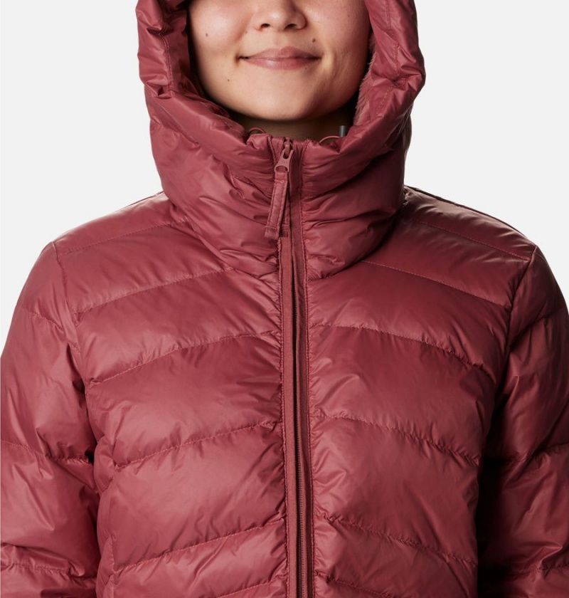 Red Women's Columbia Autumn Park Hooded Mid Puffer Jacket | FZQEY-6327