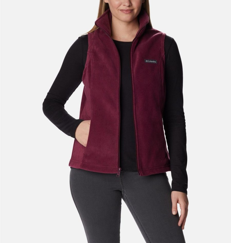 Red Women's Columbia Benton Springs Fleece Vest | HENPU-0294