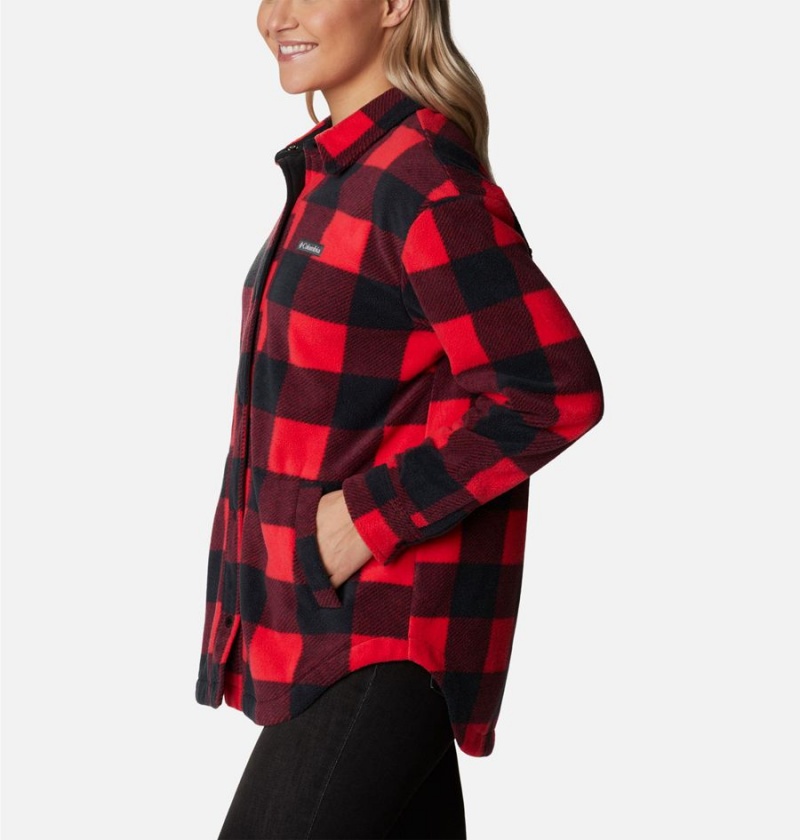 Red Women's Columbia Benton Springs Shirt Fleece Jacket | GVHUI-4097