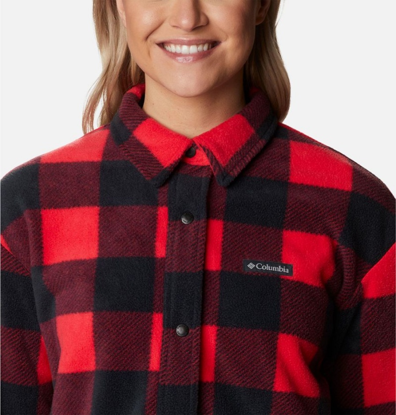 Red Women's Columbia Benton Springs Shirt Fleece Jacket | GVHUI-4097