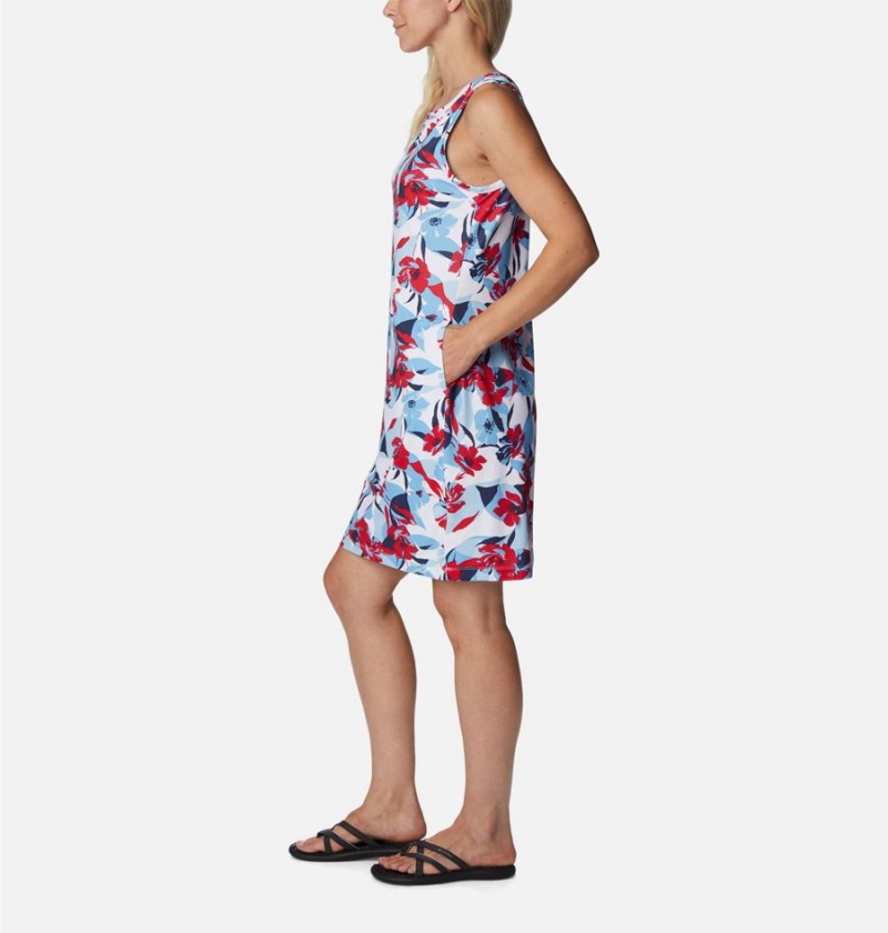 Red Women's Columbia Chill River Printed Dress | FQYMZ-4782