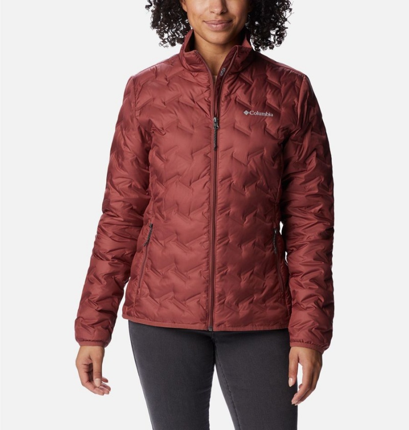 Red Women\'s Columbia Delta Ridge Puffer Jacket | NKFTU-0496