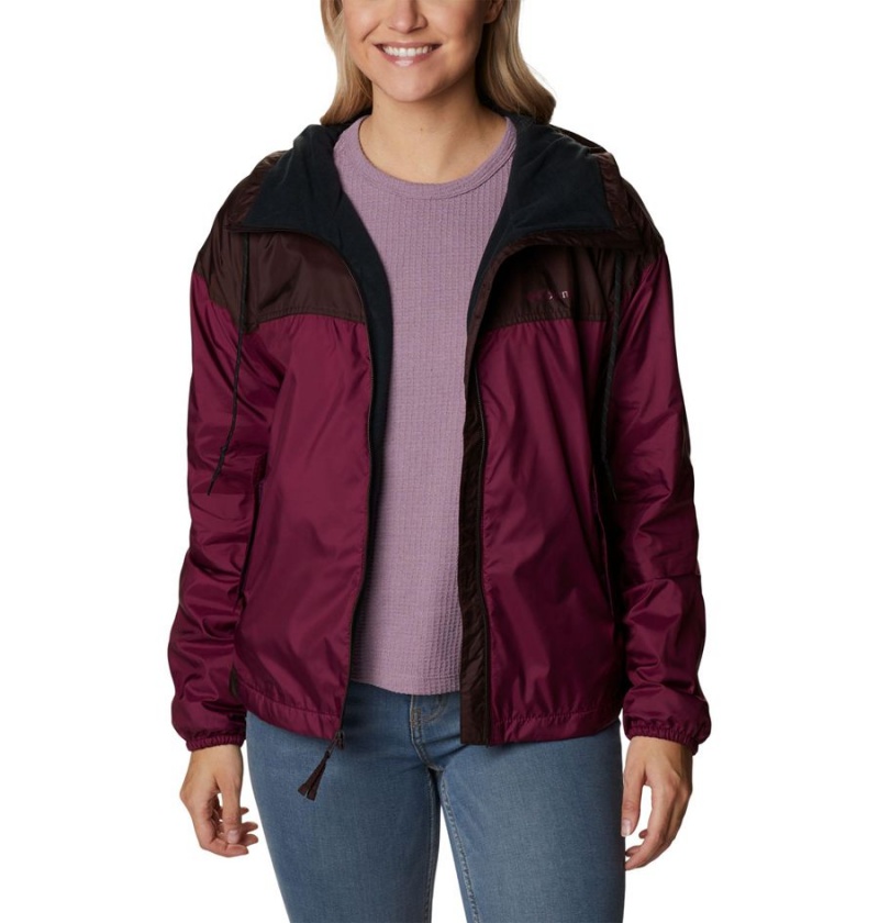 Red Women's Columbia Flash Challenger Fleece Lined Jacket Windbreaker | XPFMK-0749