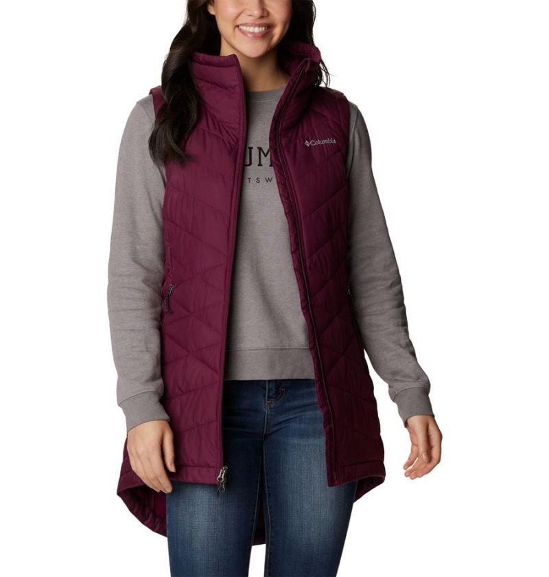 Red Women's Columbia Heavenly Long Vest | JDKOB-3904