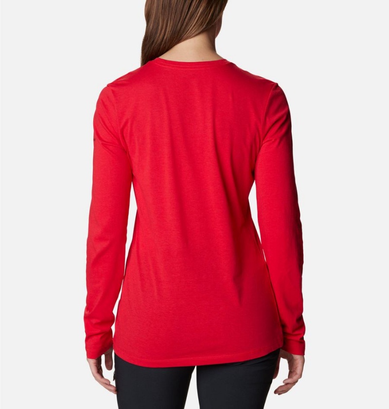 Red Women's Columbia Hidden Haven Long Sleeve T-Shirt | QJTNW-6958