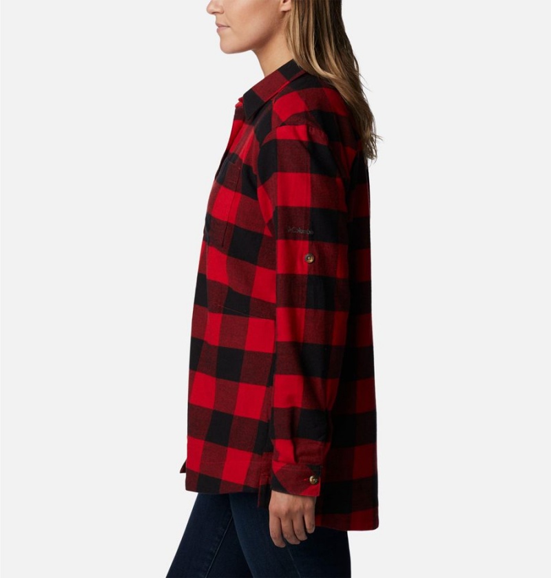 Red Women's Columbia Holly Hideaway Flannel Shirt | GEWFN-7895