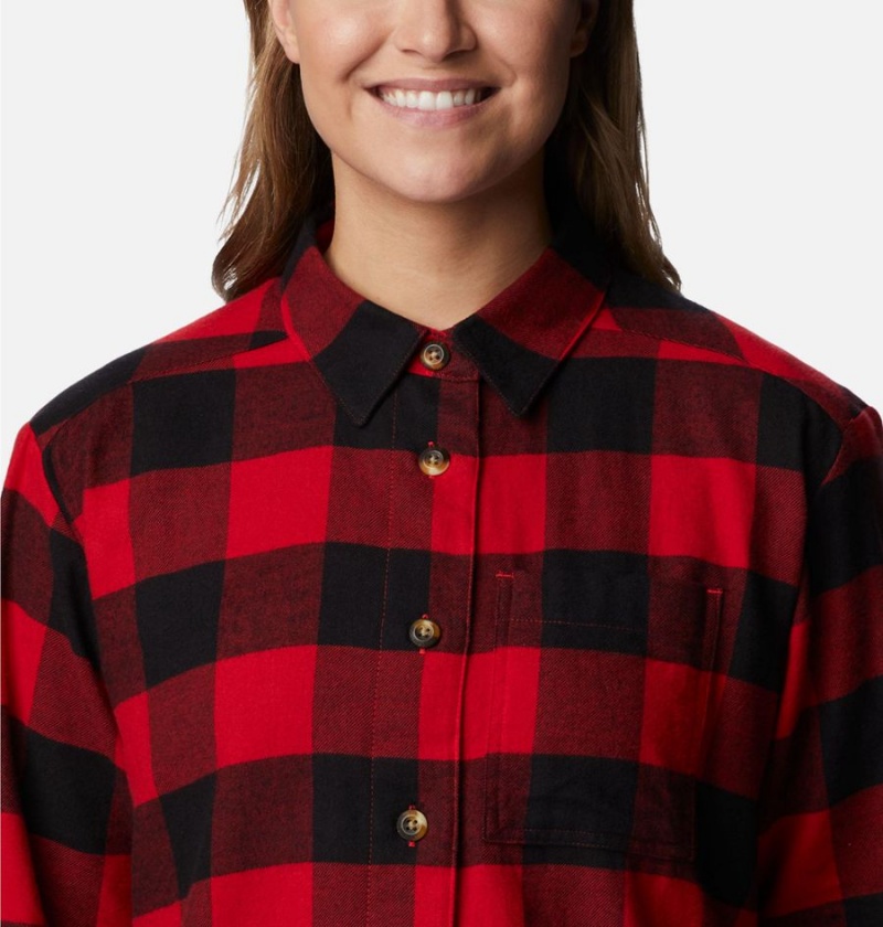 Red Women's Columbia Holly Hideaway Flannel Shirt | GEWFN-7895