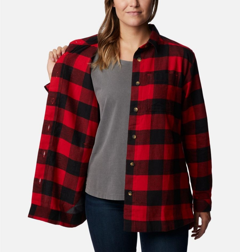 Red Women's Columbia Holly Hideaway Flannel Shirt | GEWFN-7895