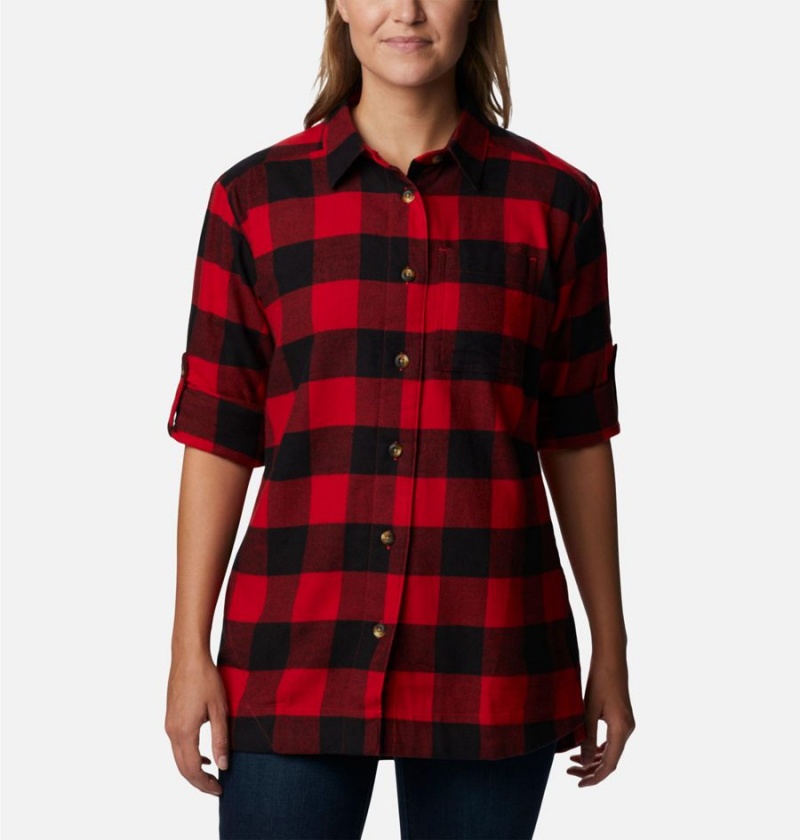 Red Women's Columbia Holly Hideaway Flannel Shirt | GEWFN-7895