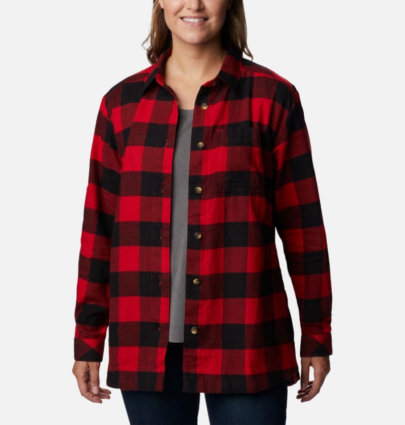 Red Women's Columbia Holly Hideaway Flannel Shirt | GEWFN-7895