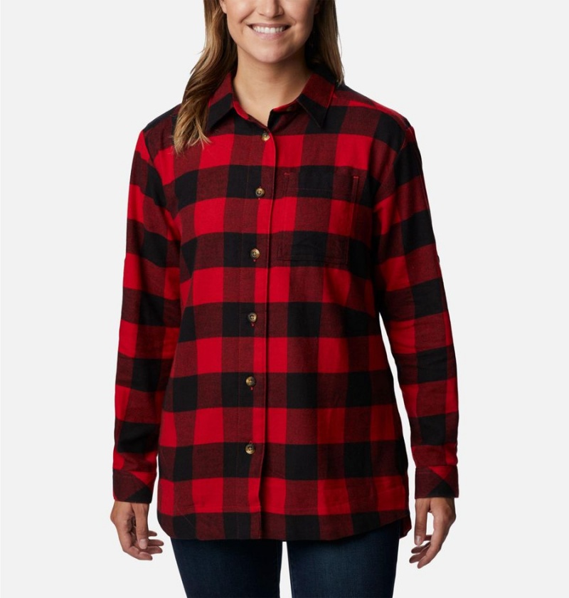 Red Women\'s Columbia Holly Hideaway Flannel Shirt | GEWFN-7895