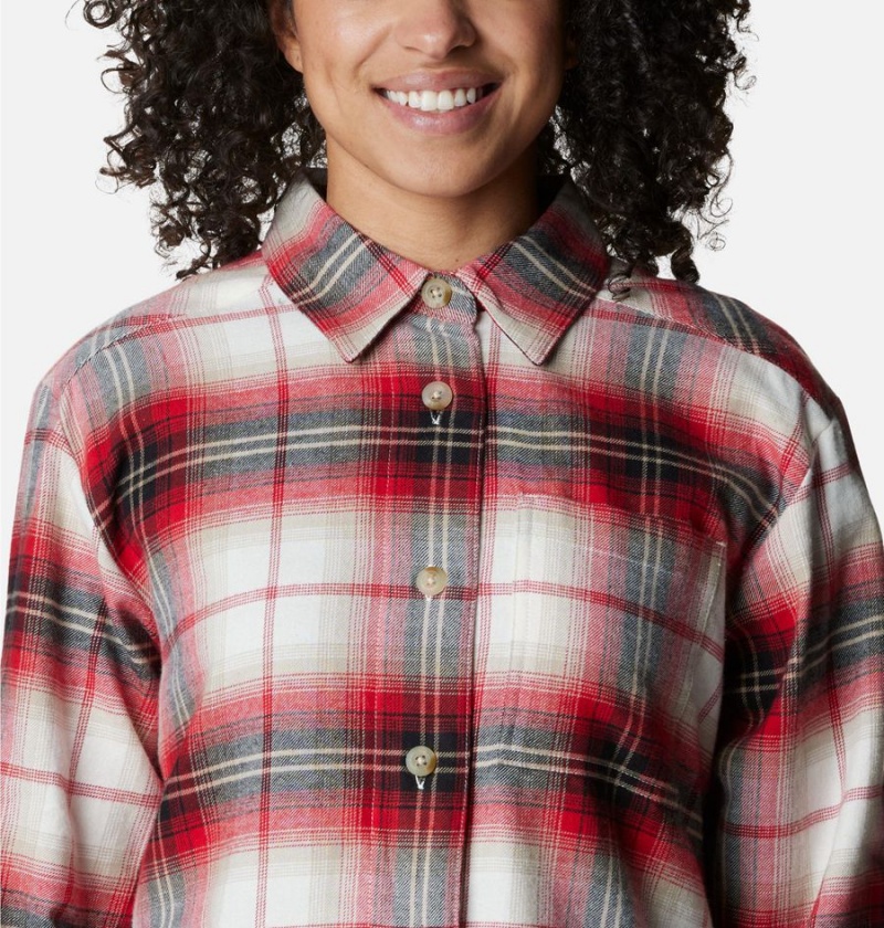 Red Women's Columbia Holly Hideaway Flannel Shirt | IVDOZ-7612