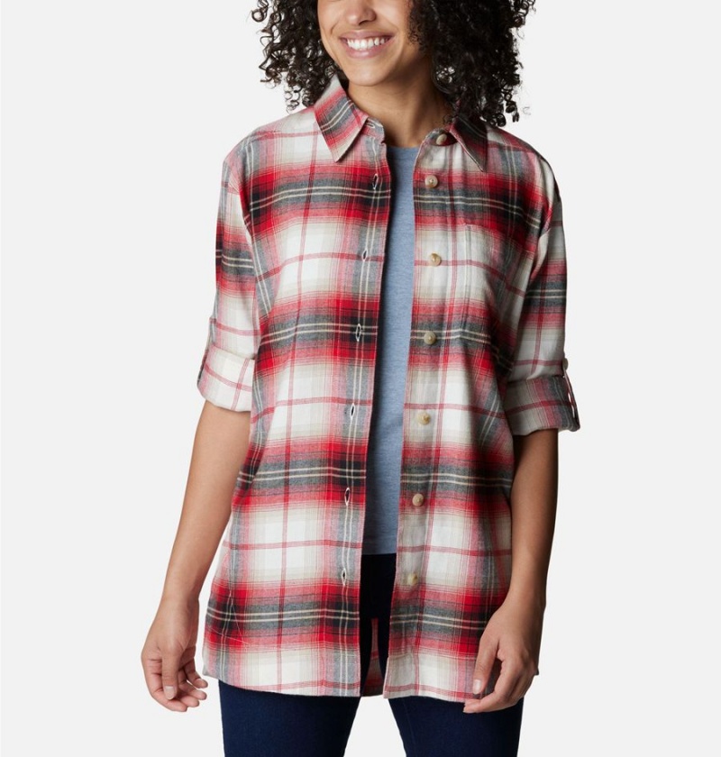 Red Women's Columbia Holly Hideaway Flannel Shirt | IVDOZ-7612