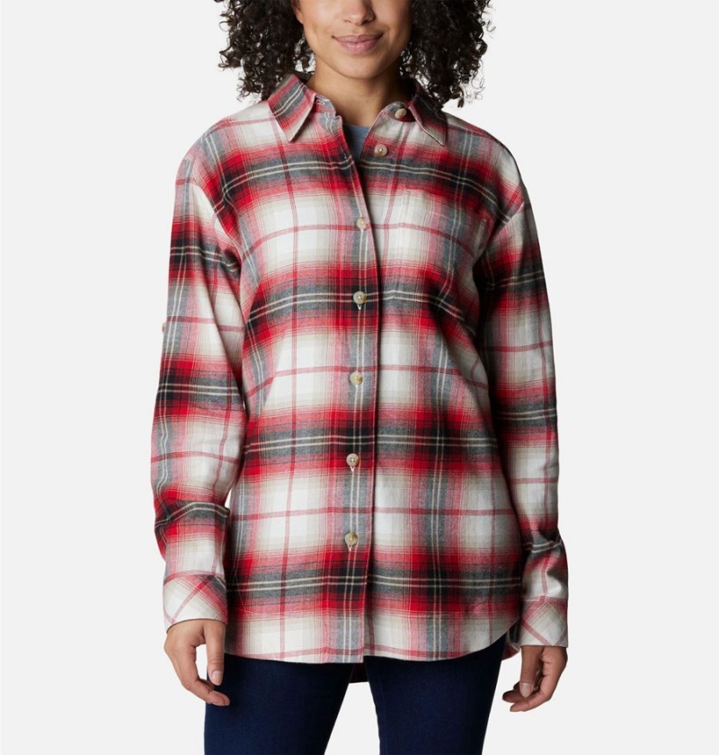 Red Women\'s Columbia Holly Hideaway Flannel Shirt | IVDOZ-7612