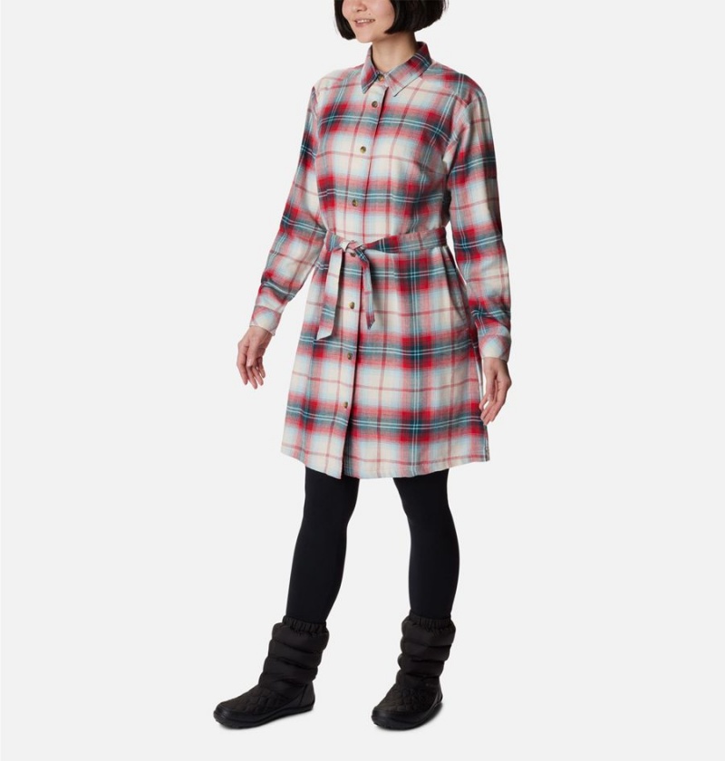 Red Women's Columbia Holly Hideaway Flannel Dress | KTZVE-0286