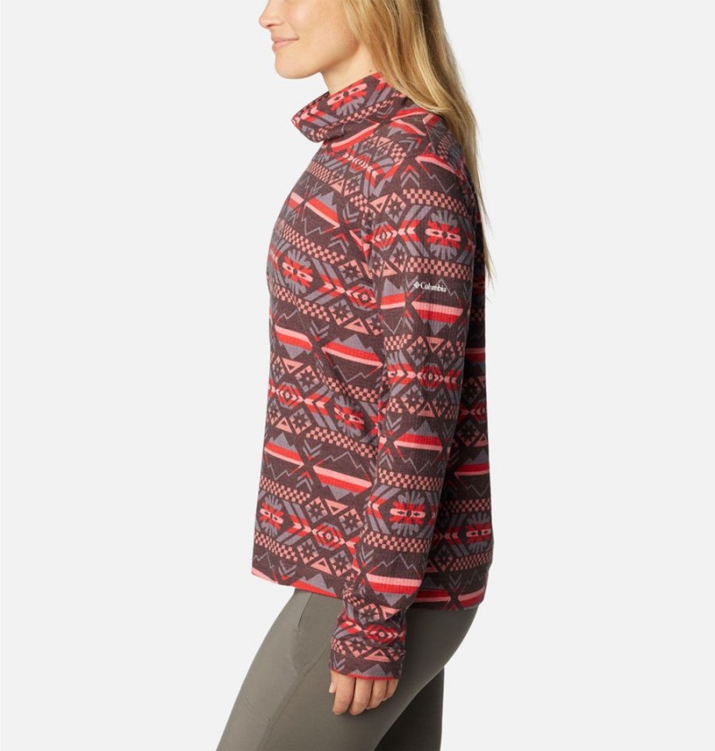 Red Women's Columbia Holly Hideaway Funnel Neck Long Sleeve Pullover | DBPOA-6421